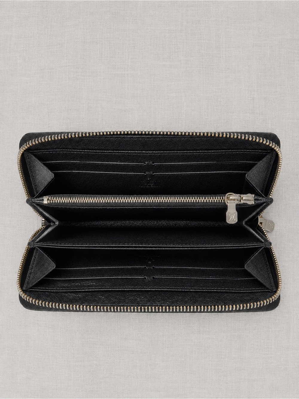 Black Checkered Zip-Around Leather Wallet - Women Accessories